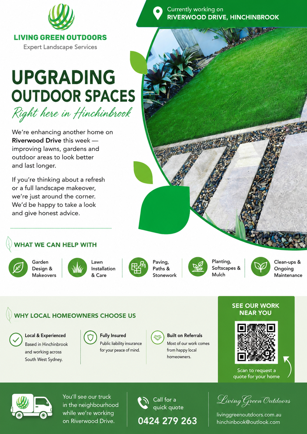 Localised Living Green Outdoors postcard for Riverwood Drive, Hinchinbrook